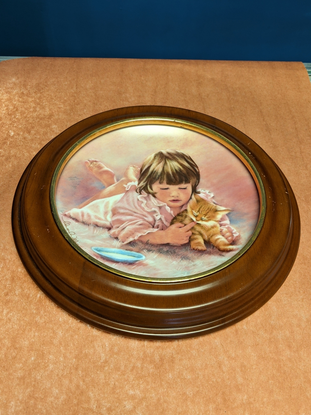 Vintage 1984 Porcelain Plate By The Hamilton Collection With Wood Frame
